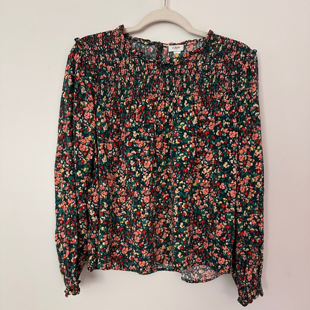 J.Crew Multicolor Floral Smocked Top